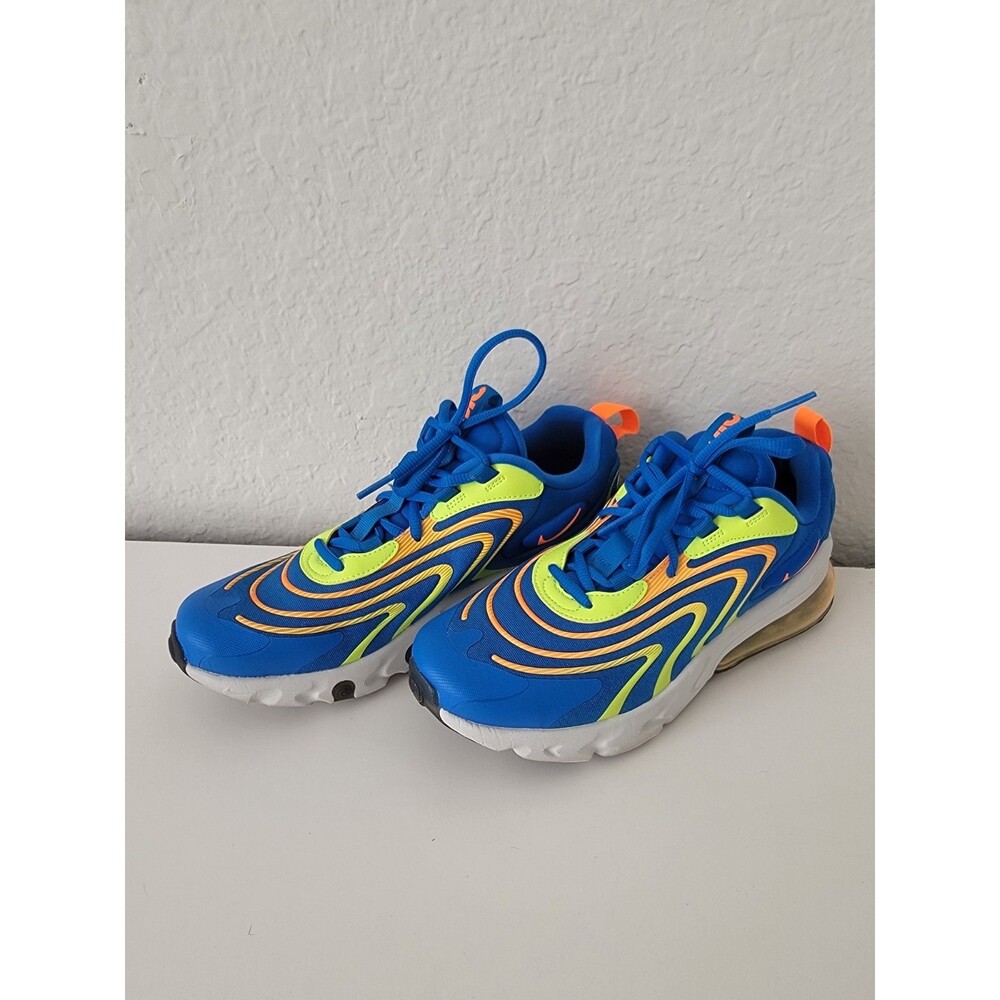 Nike Air Max 270 React ENG Blue Soar Volt Orange Shoes Size 6.5Y US CD6870-401